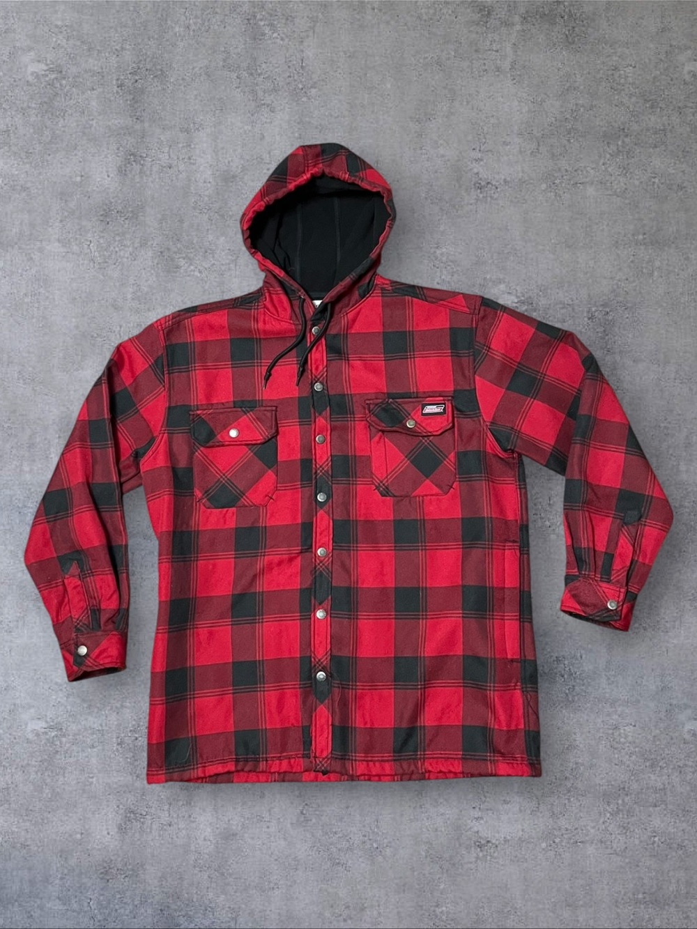 Dickies Sz L Red & Black Plaid Heavyweight Flannel / Lightweight Jacket